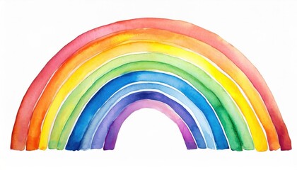 Watercolor painting of a vibrant rainbow with textured brushstrokes on white background.