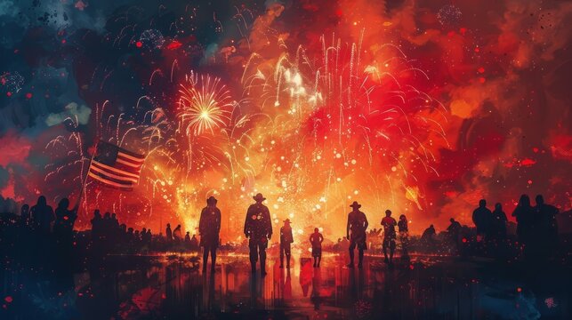 Fourth of July Fireworks Celebration in Post-Apocalyptic Style