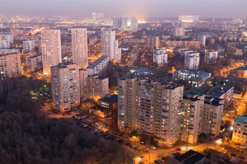 Tuinposter Evening view of Moscow uptown near the forest © Pavel Losevsky