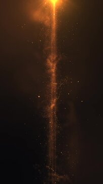 abstract background with particles, slow motion glowing particles on orange background, vertical animated backdrop, seamless 4k loop animation	