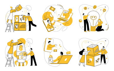 Cooperative work vector illustration. Unity in action defines cooperative work concept, fostering mutual success The cooperative work metaphor creates canvas where challenges become artful solutions