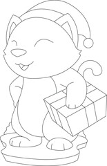 Cat Christmas Package Animal Vector Graphic Art Illustration