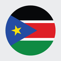 South Sudan national flag vector icon design. South Sudan circle flag. Round of South Sudan flag.
