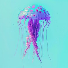 Naklejka premium jellyfish with neon glow underwater.