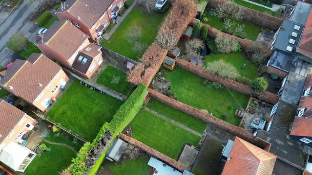 High Angle Footage of Welwyn Garden City of England United Kingdom. March 1st, 2024