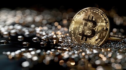 golden bitcoin for background
