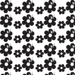 Seamless pattern with daisy flower, petals and branch on white background vector illustration. Daisy flower vector