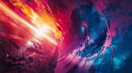 Colorful Space Tunnel and Spacecraft Wallpaper - obrazy, fototapety, plakaty