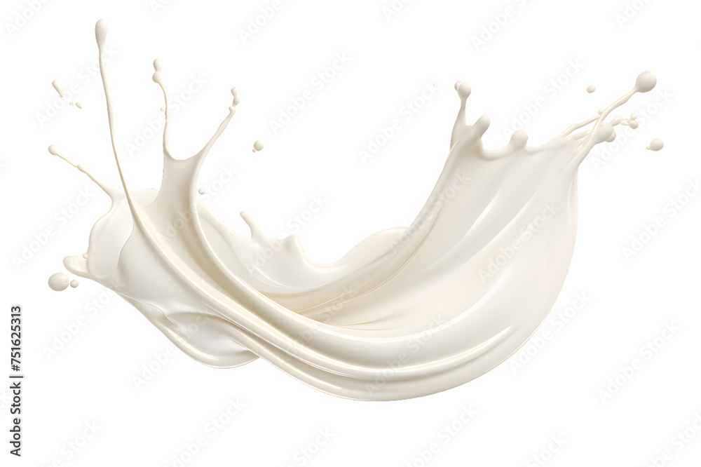 Wall mural Milk splash isolated on transparent background