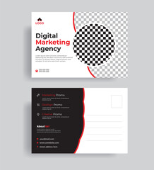 Corporate and Creative  red postcard template.
