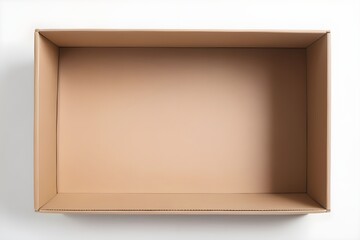 Fototapeta premium Empty kraft box. White box without lid. Top view. AI image.