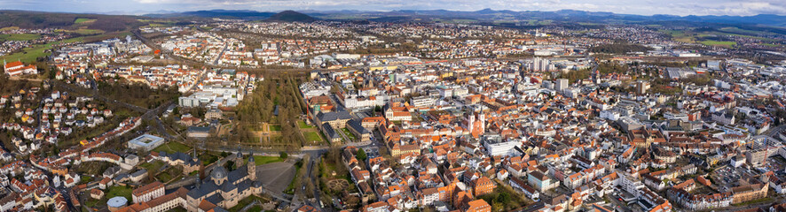 Aerial view of the old town of Fulda in Hessen Germany on a sunny day in winter	
