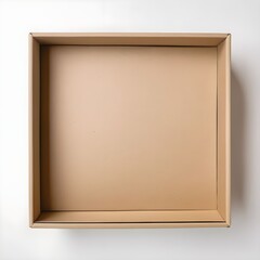 Fototapeta premium Empty kraft box. White box without lid. Top view. AI image.