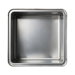 Empty metal box. Metal box without lid. Top view. AI image.