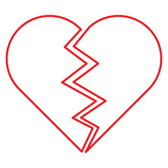 Red line broken heart. Vector illustration