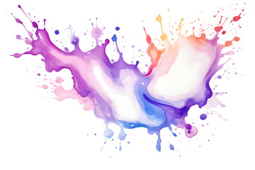 Creamy liquid watercolor colorful splash isolated on transparent background