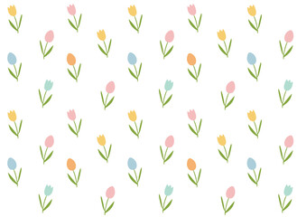 Happy Easter vector illustrations with flowers and eggs