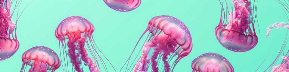 jellyfish with neon glow underwater.