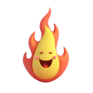 Cute and happy fire characters on transparent background