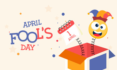 Happy April Fools Day Vector Concept with Clown, Funny Hat, and Surprise Icons