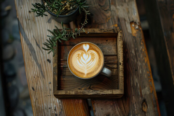 Fototapeta na wymiar Cozy Coffee Moments, Heart-Shaped Latte Art