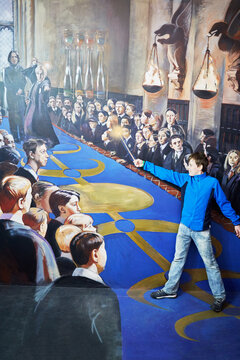 Fototapeta  Boy (mr) in School of Witchcraft and Wizardry Hogwarts in Optical Illusions Museum at VDNKh