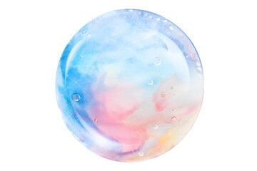 Pastel colors soap bubble in watercolor style isolated on transparent background