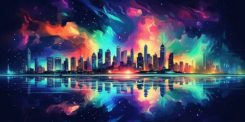 Foto op Aluminium Colorful Nightlife background. City night life concept abstract background. © Павел Озарчук