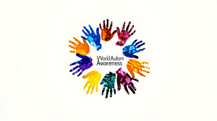 Handprints forming a circle with 'World Autism Awareness' text