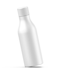 Cosmetic plastic bottle with screw cap mockup template for branding and promotion, 3d render illustration