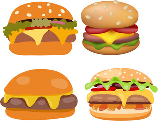 vector hamburger fast food icons