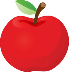 vector red apple with green leave