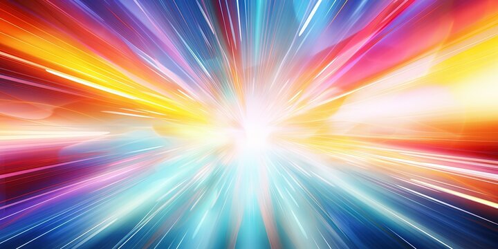 Ultra speed, beyond and progress concept background. attraction, attention, or bursting type, light speed color burst. Explosion or exploding fine strands of color rays