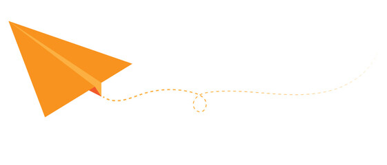 Paper plane with dotted line, Origami paper airplane, Travel symbol, vector illustration