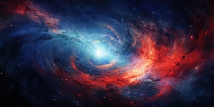 Bright and colorful digital art portraying a whirling galaxy full of dynamic energy