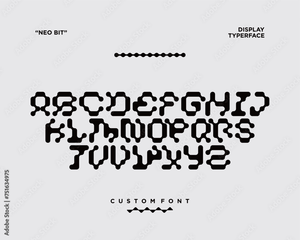 Fototapete pixel font 8 bit typerface vector futuristic custom alphabet acid web interface element poster edita