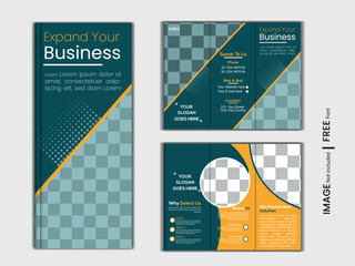 Brochure creative design. Multipurpose template with cover, back and inside pages. Trendy minimalist flat geometric design. Vertical a4 format.