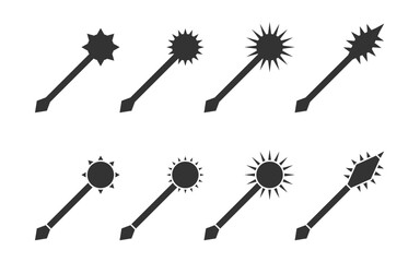 Mace Icon Set. Vector Illustration