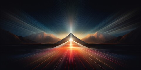 Abstract concentrated light rays in a single bright peak