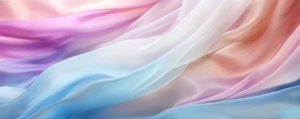 Wandcirkels aluminium Abstract pastel blowing silk fabric. Gusting delicate scarves. Iridescent curtains billowing in the wind. © Павел Озарчук