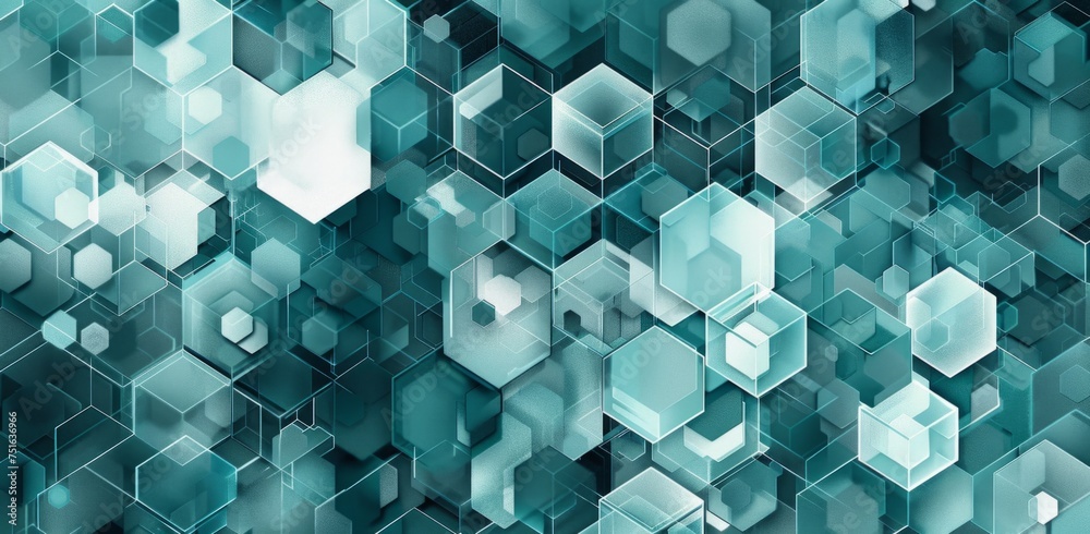 Poster abstract hexagon technology design pattern generative ai