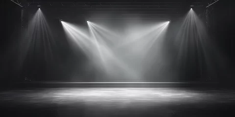 Foto op Plexiglas Artistic performances stage light background with spotlight illuminated the stage for contemporary dance. Empty stage with monochromatic colors and lighting design © Павел Озарчук