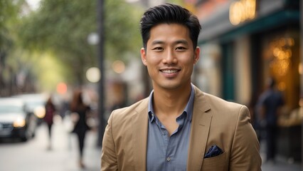 Happy handsome smiling professional asian business man