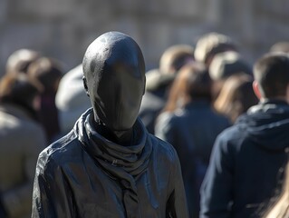 The Invisible Man statue becomes visible only once a year revealing the secrets of the universe to those gathered to witness the phenomenon
