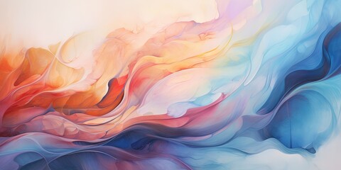 Abstract art representing fluid shapes and colors waving elegantly, implying a sense of peace