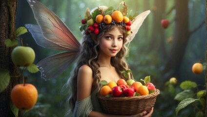 Fototapeta na wymiar fairy with apples