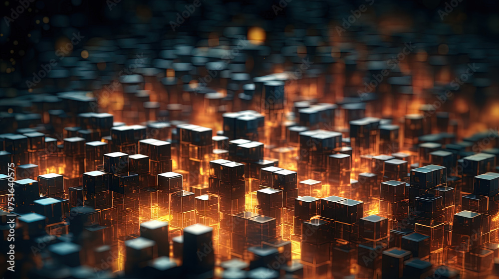 Poster Abstract background with structure of cubes. Colorful cubes texture for technology backdrop.