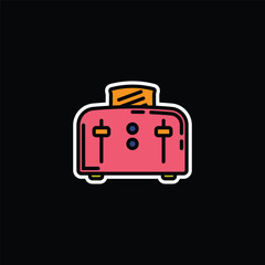 Original vector illustration. A contour icon. An electric appliance designed for fast toasting of flat pieces of bread. The toaster. A design element.