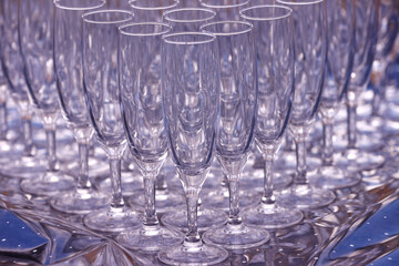 Empty Champagne Glasses. Party and reception.