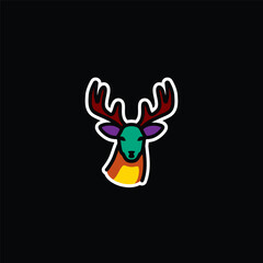 Original vector illustration. A deer icon with big horns.